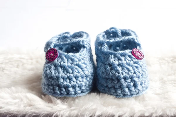 Blue baby booties — Stock Photo, Image