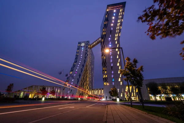 Kopenhag 'daki Bella Sky Oteli gece görüldü.