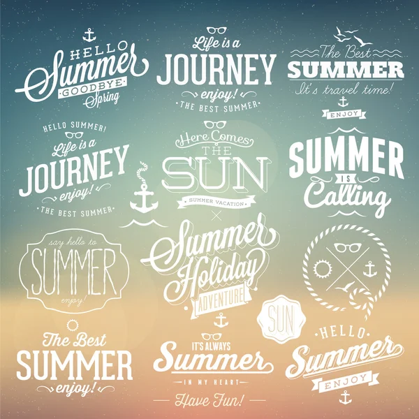 Retro elements for Summer calligraphic designs — Stock Vector