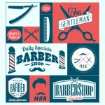 Vintage barber shop labels, graphics and icons — Stock 