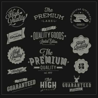 Premium Kalite ve garanti etiketleri