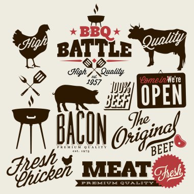 Vintage BBQ Grill elements clipart