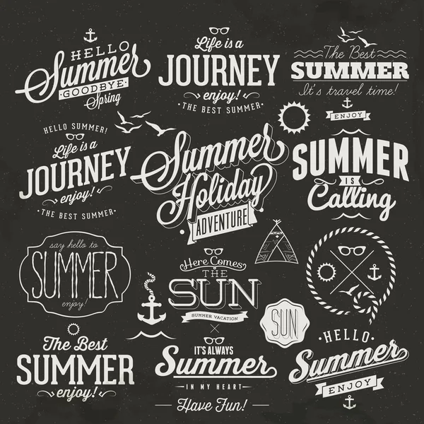 Retro elements for Summer calligraphic designs — Stock Vector