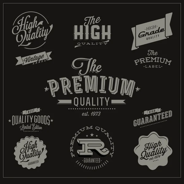 Collection of Premium Quality and Guarantee Labels — Stock Vector