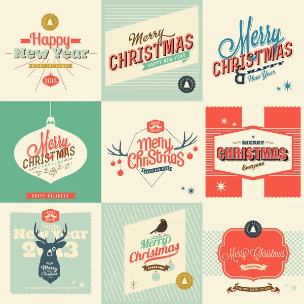 Vintage estilo tarjetas de Navidad — Vector de stock