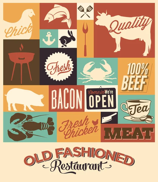 Design de menu restaurante estilo retro — Vetor de Stock