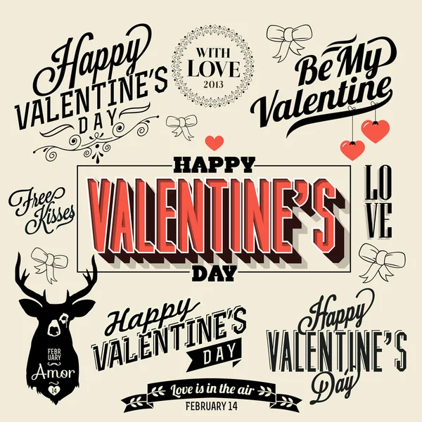 Felice giorno di San Valentino e erbaccia calligrafia — Vettoriale Stock