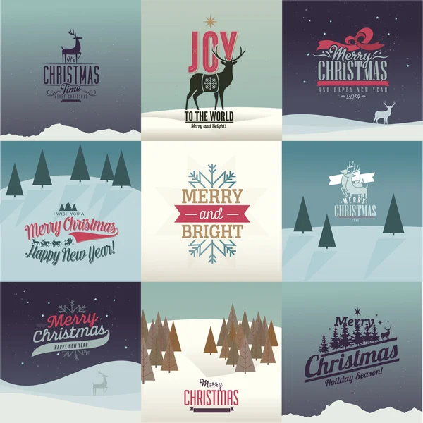 Cartes de Noël de style vintage — Image vectorielle