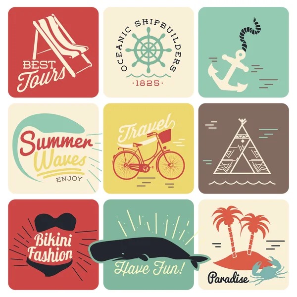 Cartel de verano hecho de iconos — Vector de stock