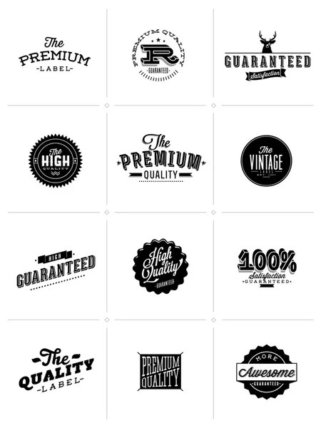 Premium Quality, High quality and Guarantee Labels retro vintage style design — Stock Vector