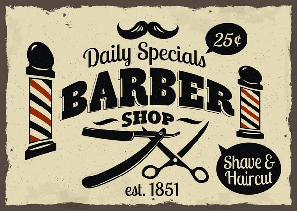 Barber Shop or Hairdresser icons and signpost — Stock Vector