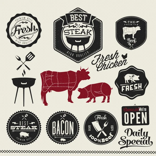 Vintage BBQ Grill elements — Stock Vector