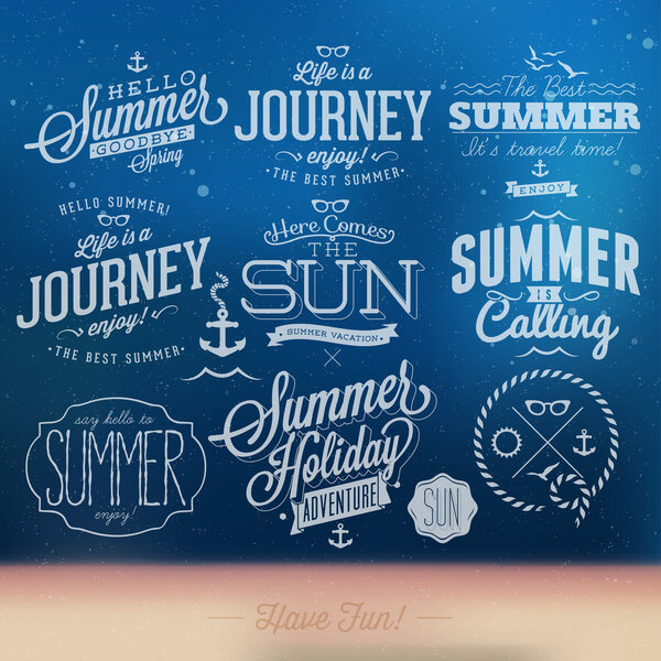 Элементы ретро для летних каллиграфических проектов
