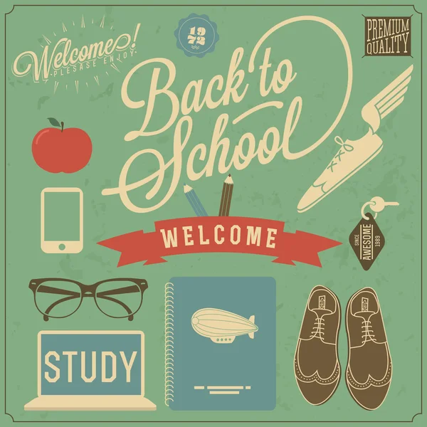 Retro emblemen voor school — Stockvector