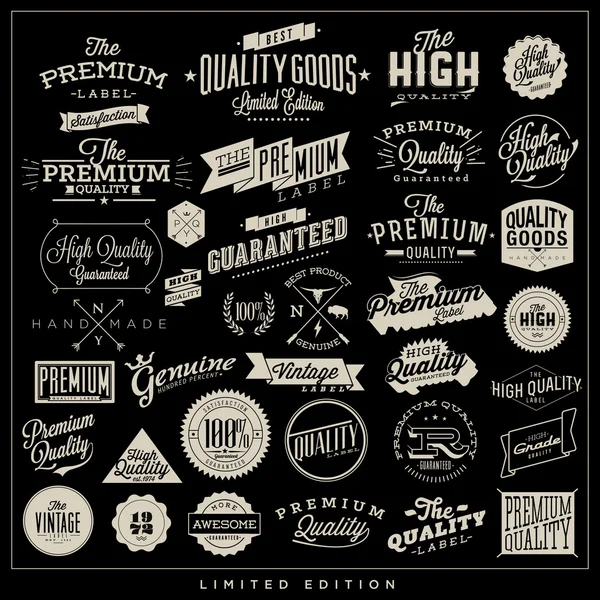 Vintage premium quality labels and elements — Stock Vector