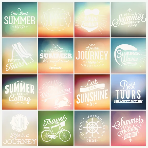 Cartes typographiques d'été de style vintage — Image vectorielle