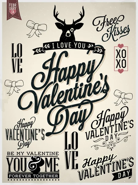 Collection d'étiquettes de lettrage à la main pour la Saint-Valentin — Image vectorielle