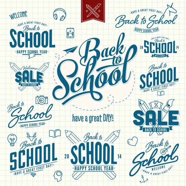 Back to School typographic Designs — Stock Vector