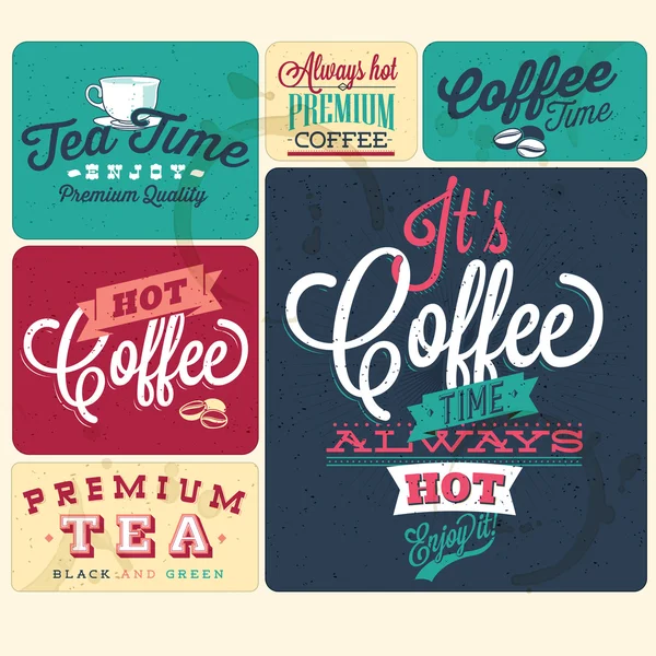 Koffie en thee ontwerpset — Stockvector