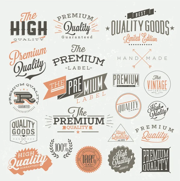 Vintage premium quality labels and elements — Stock Vector