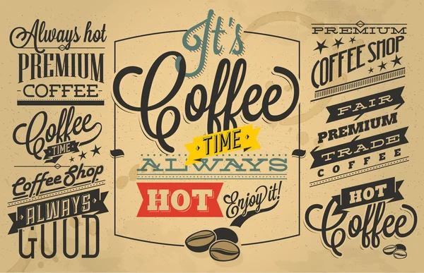Café Etiquettes avec design vintage rétro — Image vectorielle