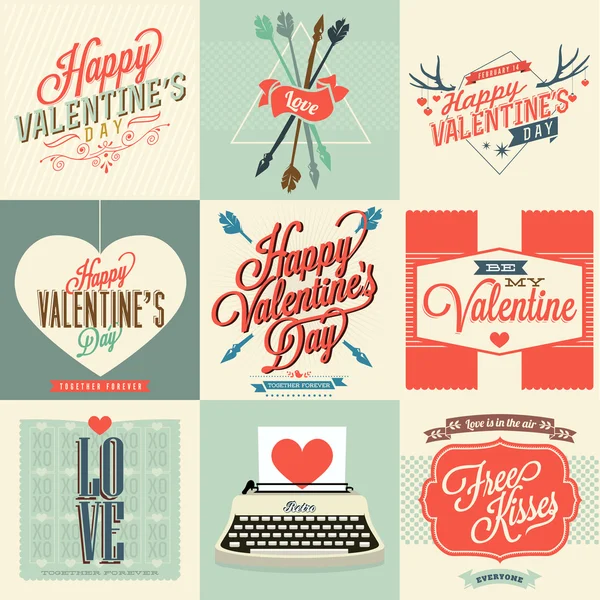 Feliz día de San Valentín tarjetas — Vector de stock