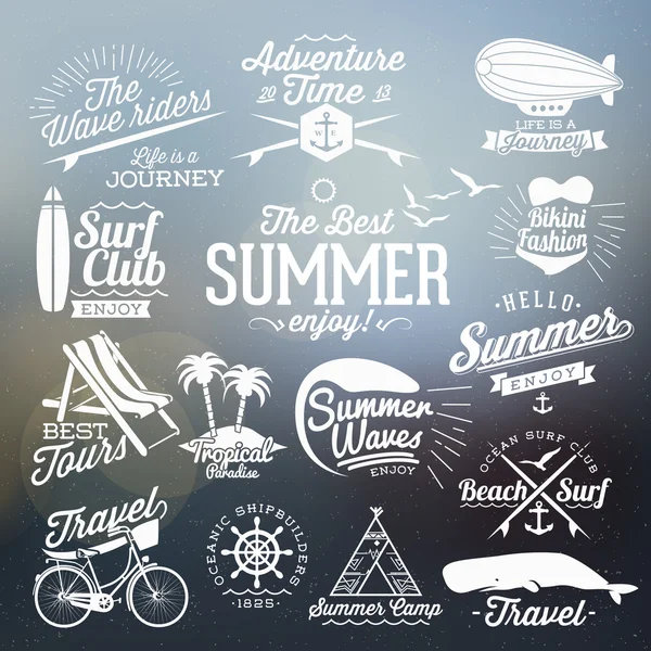 Retro elements for Summer calligraphic designs — Stock Vector