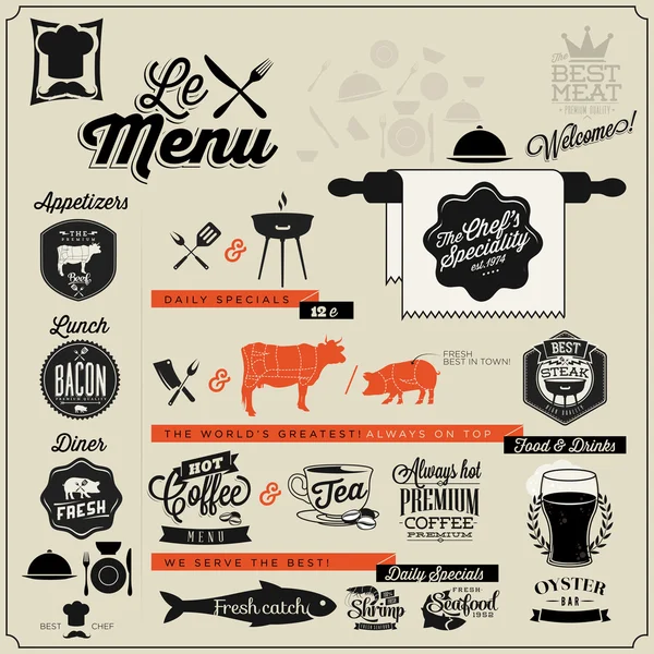 Strony napis wygląd menu typograficzne. — Wektor stockowy