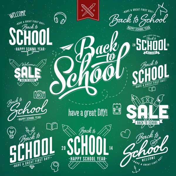 Back to School typographic Designs — Stock Vector