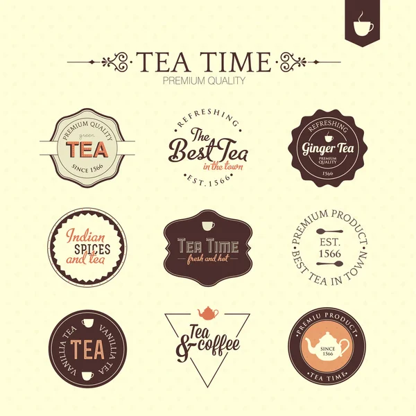 Collection of premium quality tea and coffee labels — Stock Vector