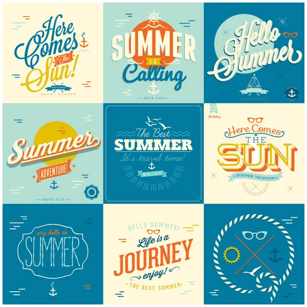 Retro typography backgrounds for Summer design — Stock Vector