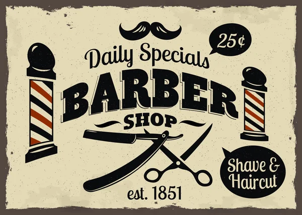 Barber shop eller frisör ikoner och skylten Royaltyfria illustrationer