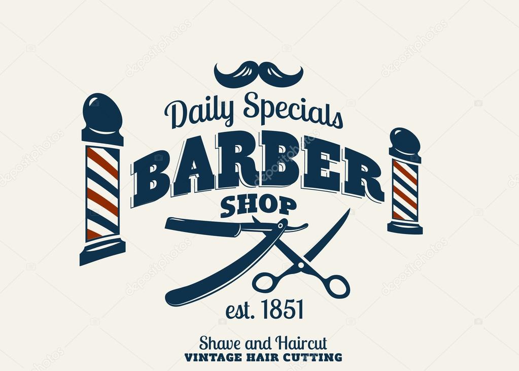 Barber Shop or Hairdresser icons and signpost