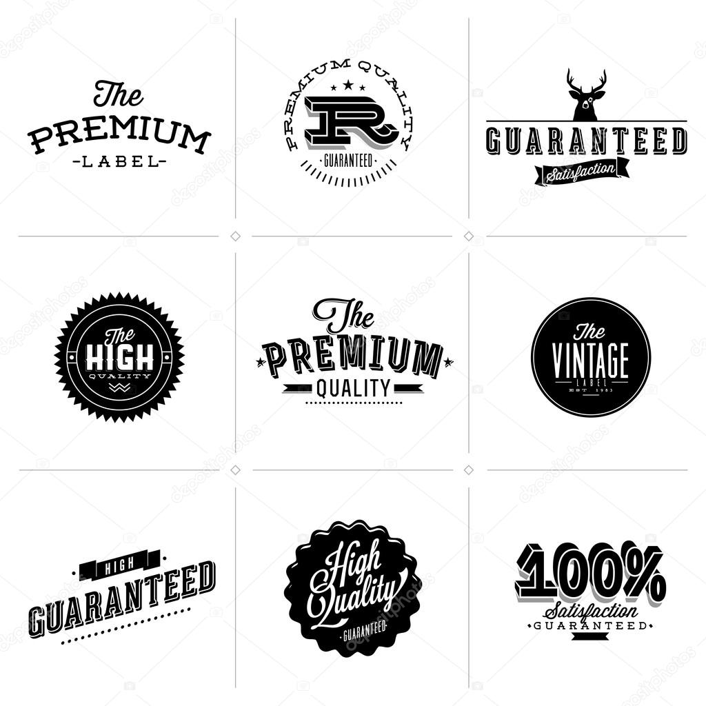 Premium Quality, High quality and Guarantee Labels retro vintage style design