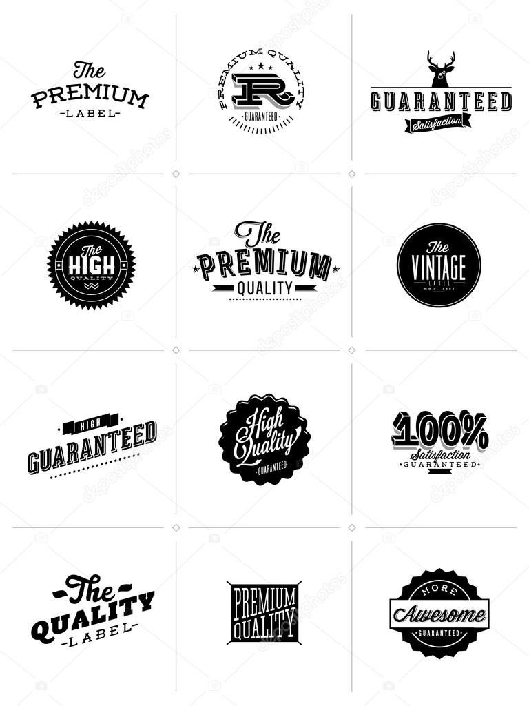 Premium Quality, High quality and Guarantee Labels retro vintage style design