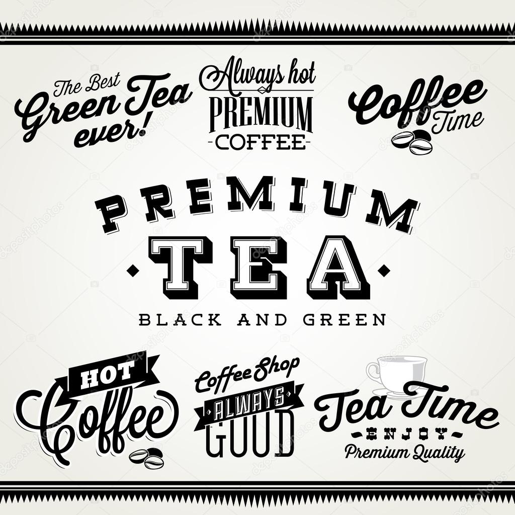 Label set for coffee shot and tea house