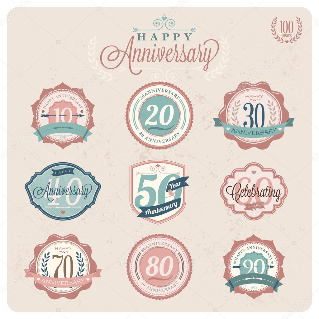 Vintage-Retro styled Labels of anniversary