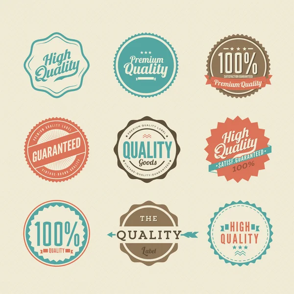 Etiquetas de calidad premium, emblemas — Vector de stock