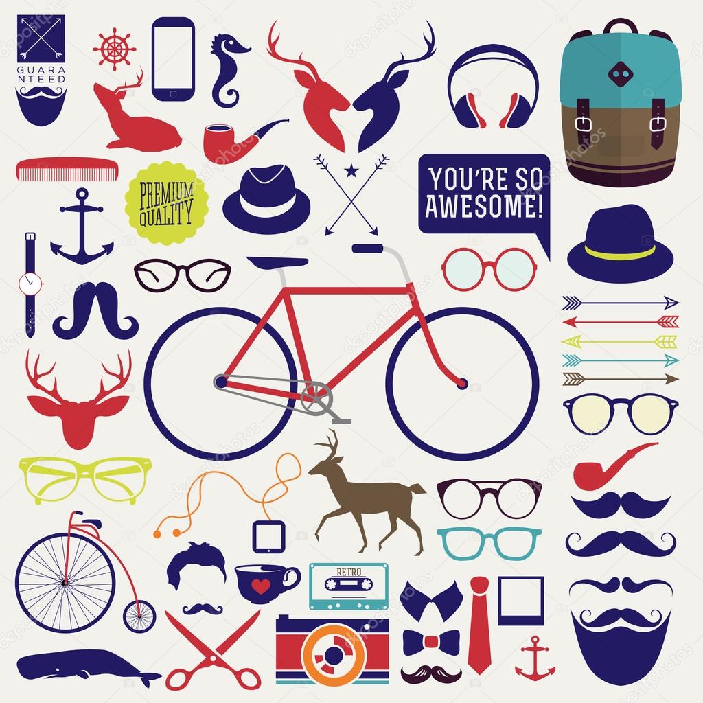 Hipster icon, label, badge, sticker! wow! all you need!