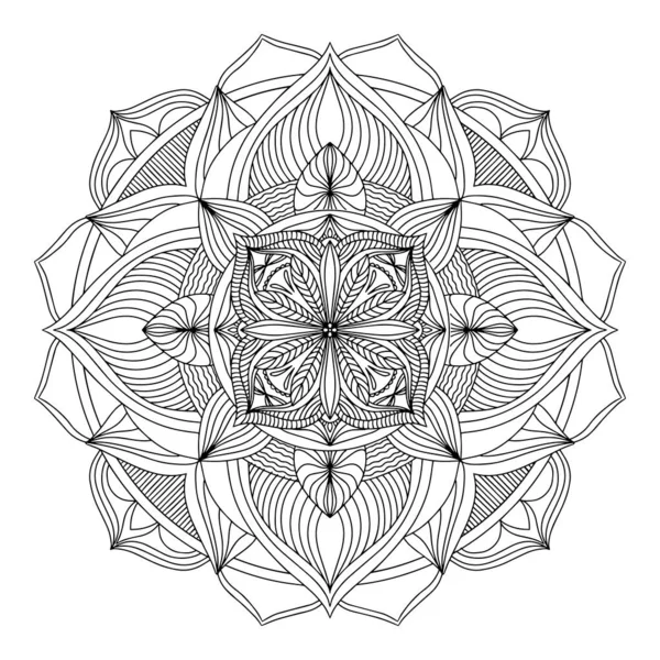 Coloring page zendal. Design for meditation, yoga, relaxation.vector mandala black outline isolated on white background. — Stock Vector