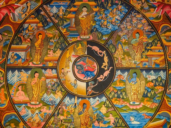 Alte buddhistische Thangka-Malerei — Stockfoto