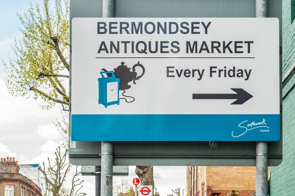 Signo del mercado de antigüedades de Bermondsey — Foto de Stock