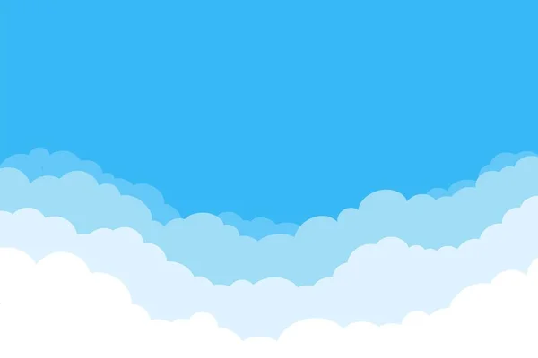 Nubes en capas. Frontera de dibujos animados con gradiente de nubes blancas, cúmulo esponjoso en el cielo. Fondo de banner de juego vectorial — Vector de stock