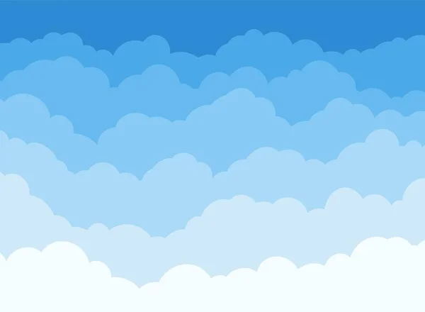 Lucht en wolken. Cartoon bewolkt patroon, vlakke lucht scène panorama voor banner, stripverhaal en poster vector achtergrond, textuur — Stockvector