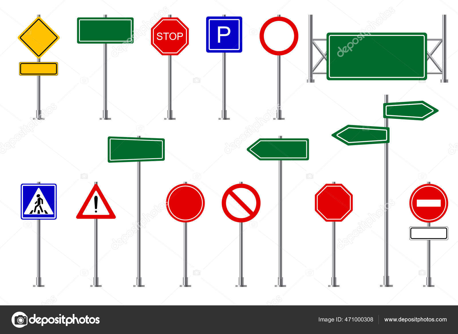 Traffic signs. Street and road signage, caution and safety, car speed limit highway symbols