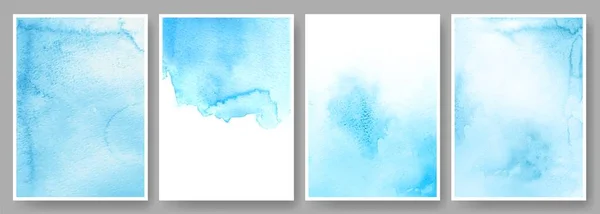 Aquarelle milieux. Modèle abstrait d'affiche ou de carte d'invitation de mariage avec des taches d'encre bleue. Grunge aquarelle texture fond vectoriel ensemble — Image vectorielle