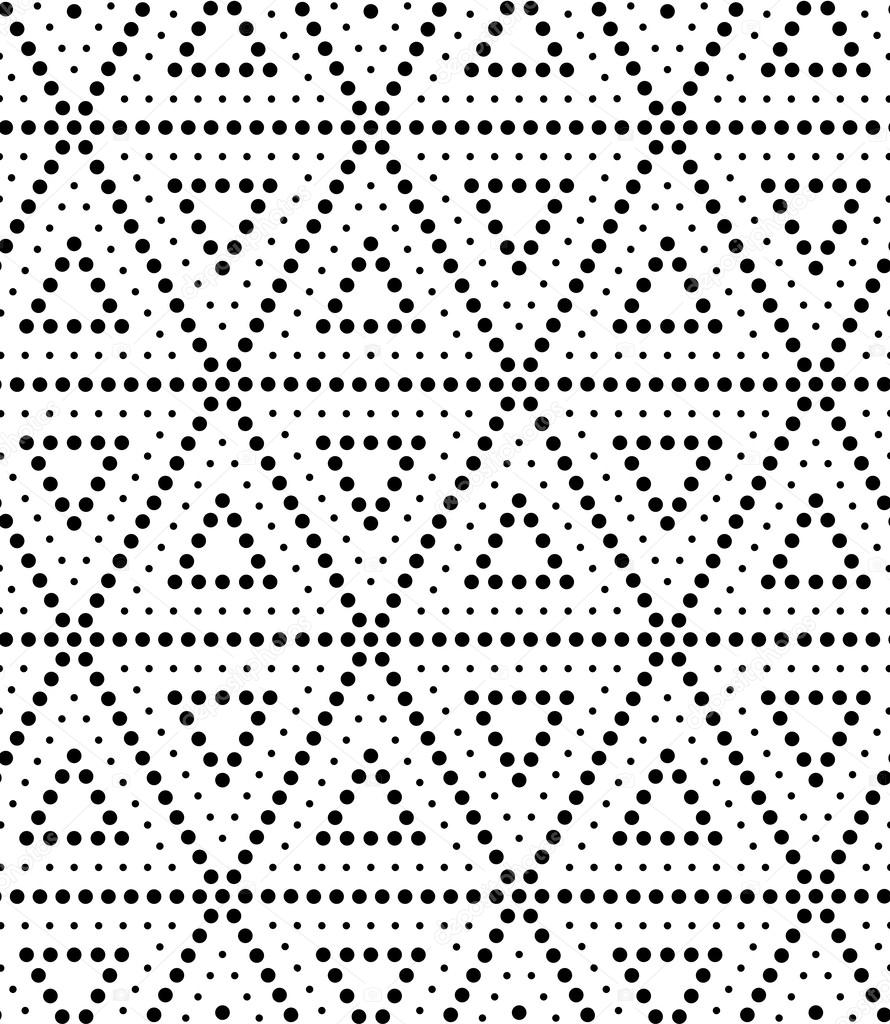 Triangle texture with dots. Seamless vector geometric pattern