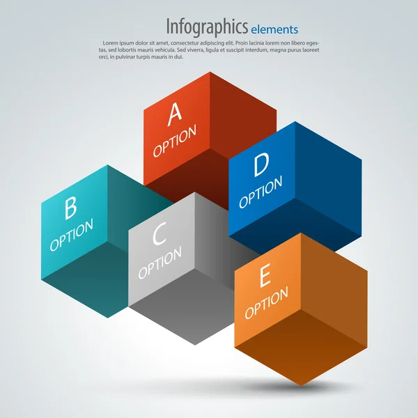 Infographics options design elements. 3d vector cubes. — Stock Vector