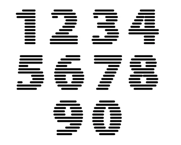 レトロなストライプのファンキーな数字セット、大胆なバージョン. — ストックベクタ