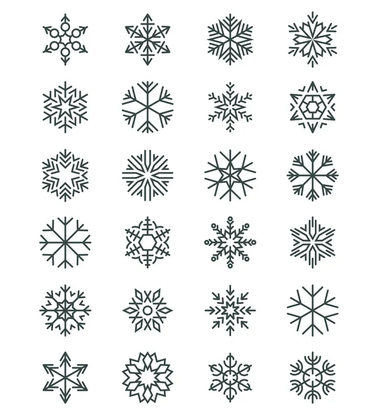 Flocons de neige dans le style vectoriel linéaire — Image vectorielle